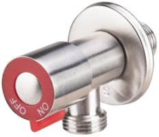 Robinet d'Angle en Inox Brossé avec Tête Céramique