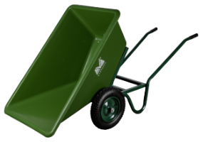 Brouette avec cuve en plastique verte avec basculement et 2 roues 170 EvoTools®