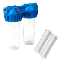 Filtre à Eau Double avec Tamis et Charbon EvoSanitary® / D[pouce]: 1; L[inch]: 10; Cai[#]: 2