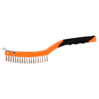 Brosse Métallique en Acier Inoxydable, Manche en Plastique, 2 Couleurs, avec Grattoir