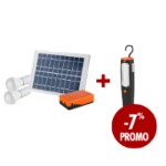 Kit d’Éclairage LED à Recharge Solaire avec 2 Ampoules 5W + Lampe Torche avec Support Magnétique 43 LED PROMO 1+1